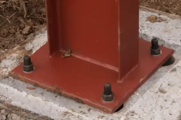 STEEL STANCHION FIXED IN PLACE USING OUR BOLTS